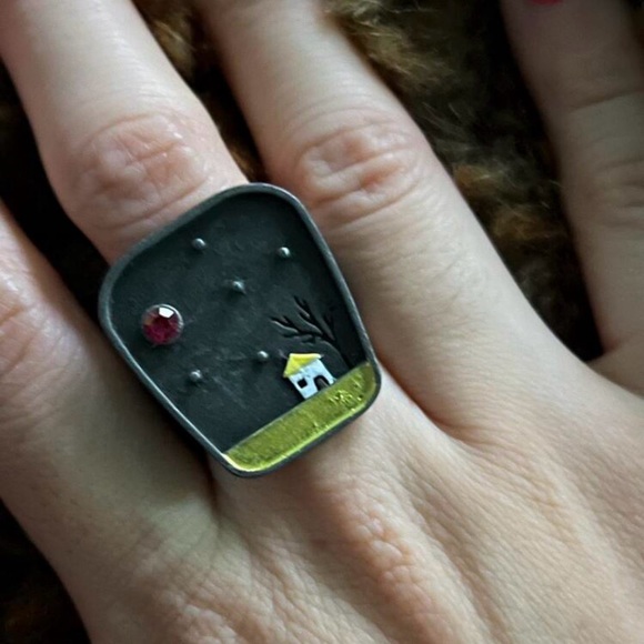 2/$30🌵 Antiqued Silver House Under The Stars And Sky Ring Rustic Boho NEW Sz 8 - Picture 4 of 11